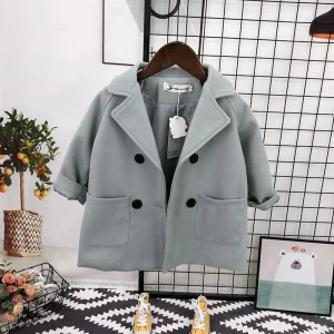 Cappotto Bambino Autunnale Doppiopetto – Elegante e Caldo con Tasche Laterali