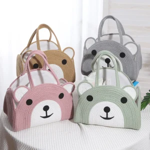 Borsa portaoggetti in corda intrecciata a forma di orsetto – varie colorazioni